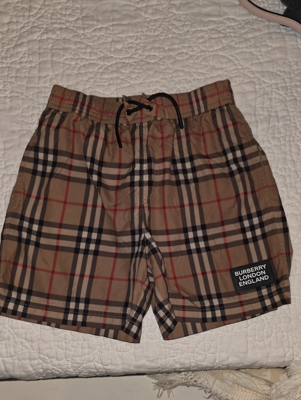 Burberry Boys Beige Vintage Check Swim Trunks
